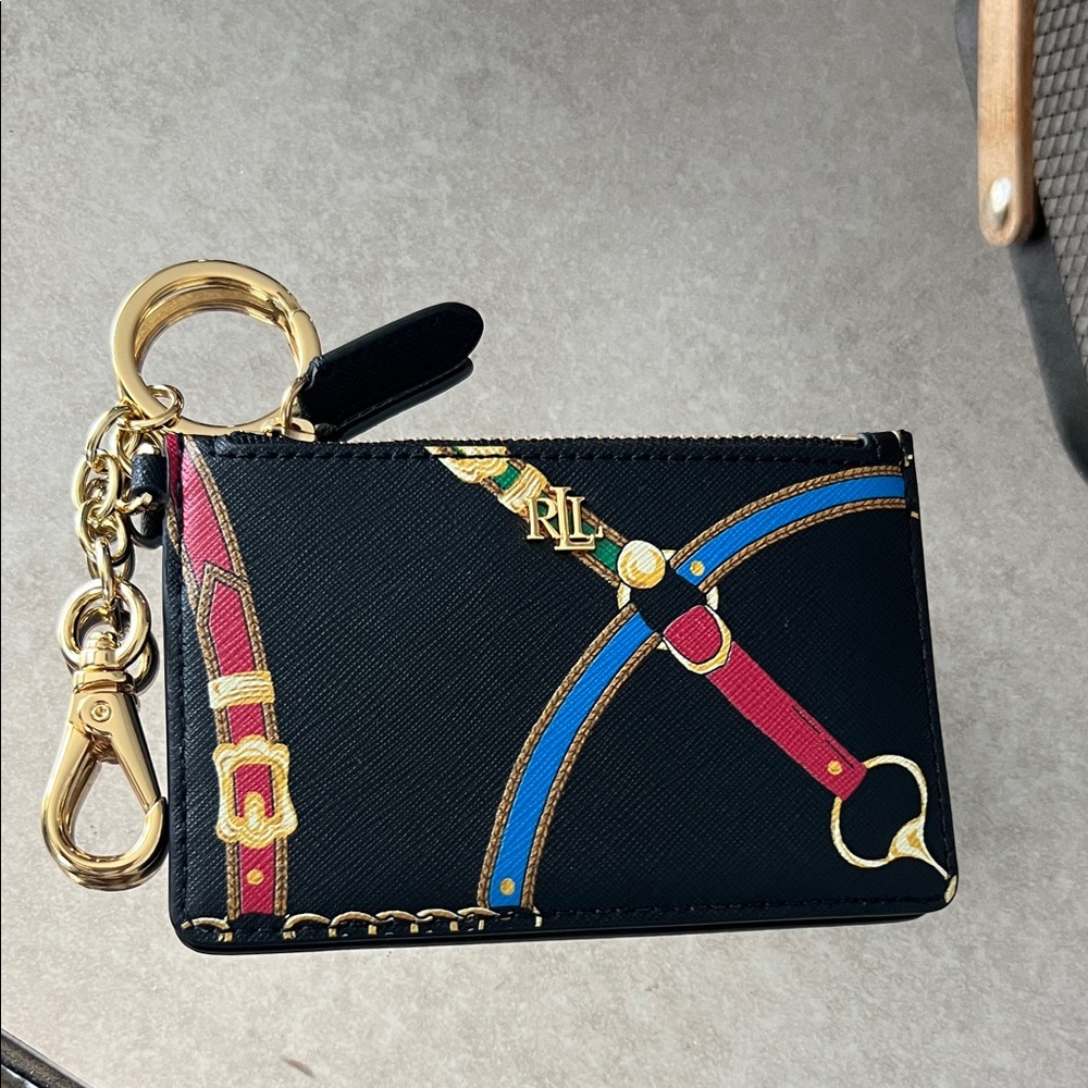 Ralph Lauren Black and Gold Key Holder with Multicolor Design